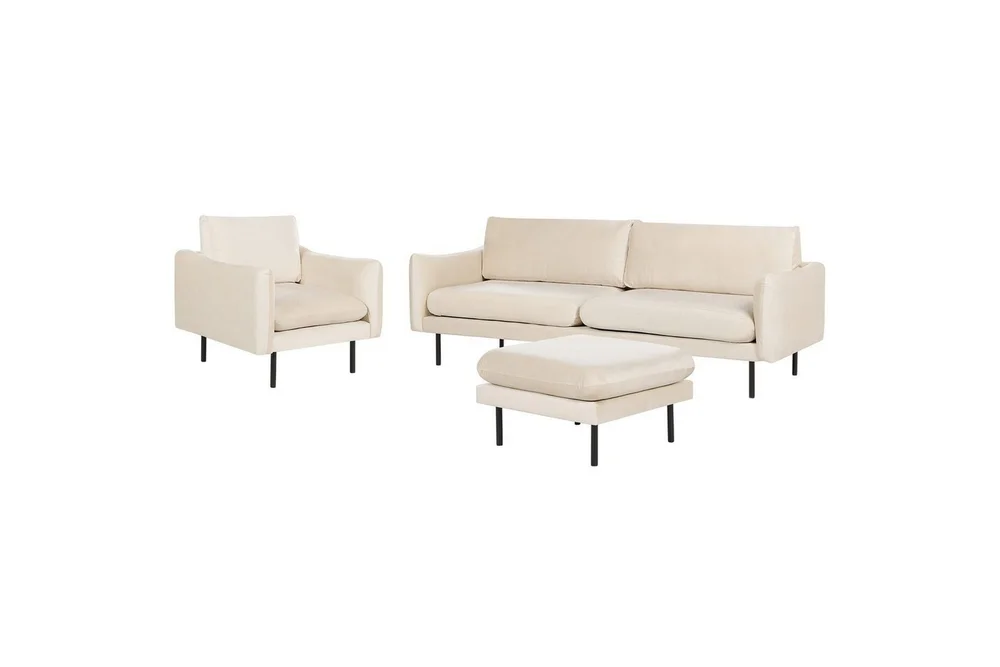 Soffgrupp med fotpall Beliani Vinterbro Beige/svart, Sammet Beige||Black v:4226078