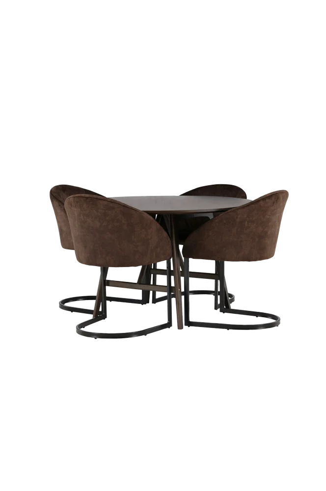 Spisegruppe Kaseindon med 4 stk stoler Evening - Brun m v:1181563
