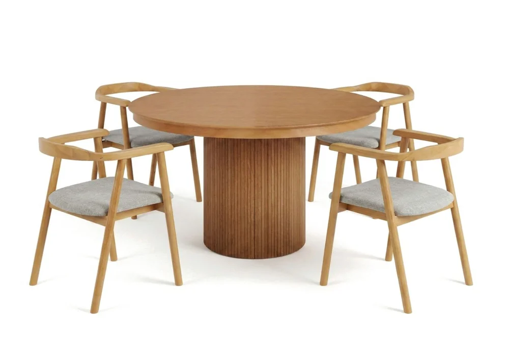 Kopparbo spisegruppe forlengbar rund 120–220 cm eik med 4 Jolie spisestoler v:4616127