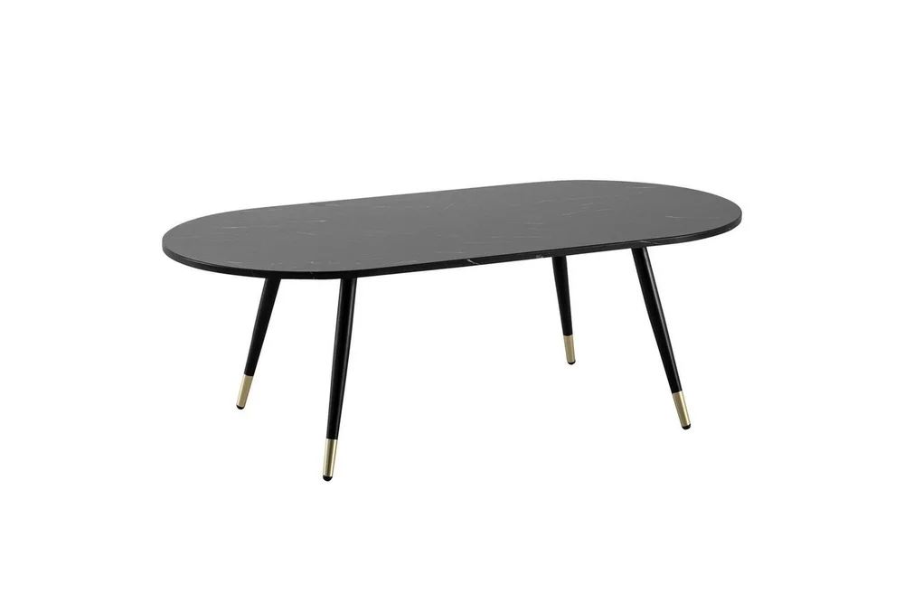 Sofabord Wohnling marmorutseende 120 cm, oval moderne stil Svart marmor v:8759753