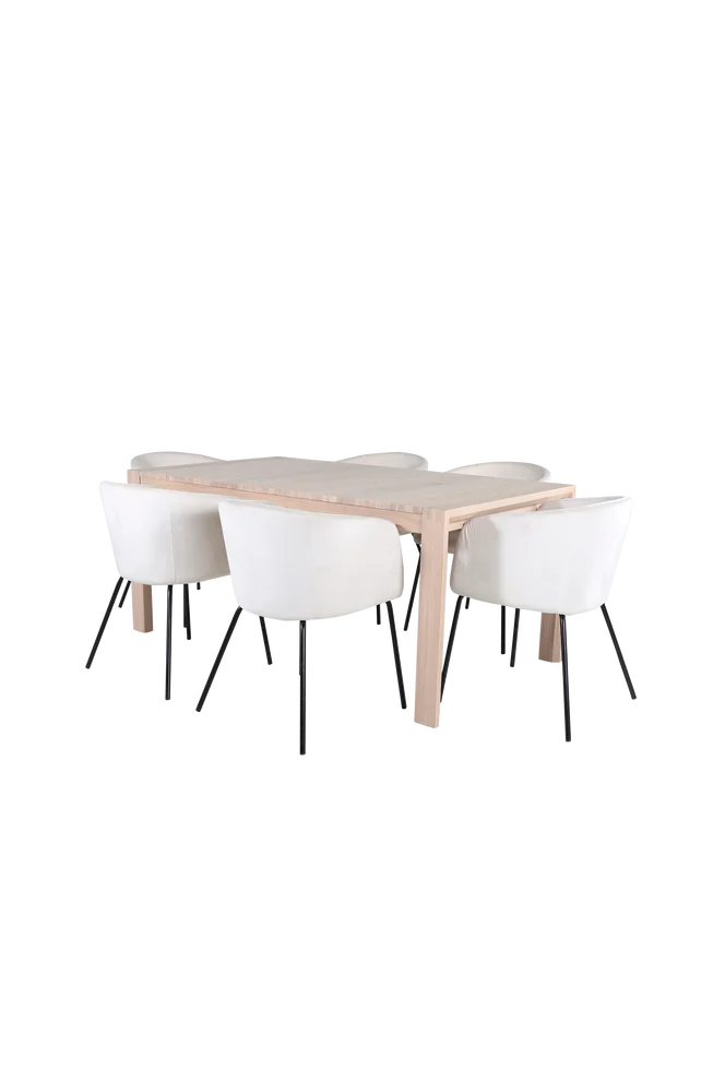 Spisegruppe Slider med 6 Berit spisestoler - Hvit m v:8511557