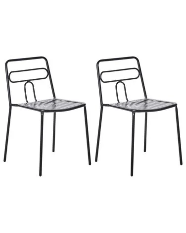 Sett med 2 hagestoler AGEROLA Metall Svart v:9720249