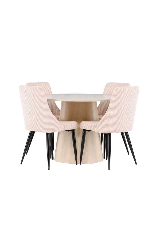 Lanzo spisebord med Leone spisestol – Beige m v:5879496 Lanzo spisebord med Leone spisestol – Beige m v:5879496