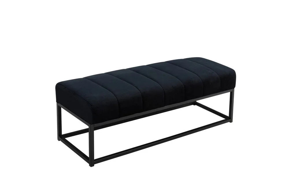 Benke Wohnling fløyelstrukket moderne quiltet elegant metallramme Svart v:4347115 Benke Wohnling fløyelstrukket moderne quiltet elegant metallramme Svart v:4347115