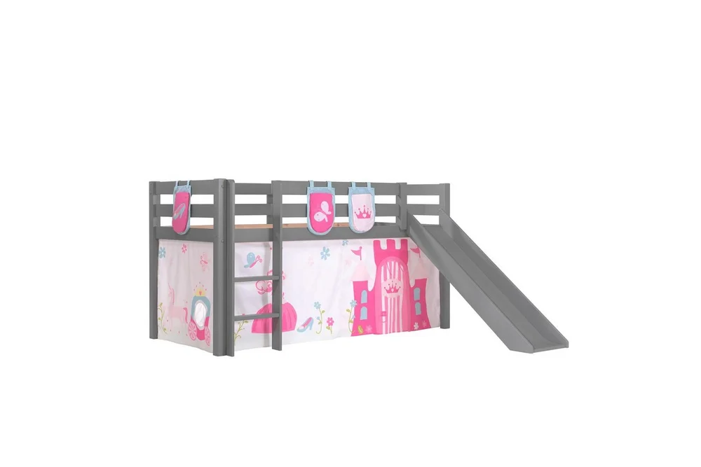 Middelseng med gardin Pino Princess Grå, Grå, Med sklie, Uten tunnel, 3 v:2642577 Middelseng med gardin Pino Princess Grå, Grå, Med sklie, Uten tunnel, 3 v:2642577