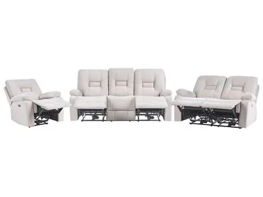 Sofagruppe med elektrisk recliner 6-seters BERGEN med USB-inngang Fløyel Lys beige v:4553405 Sofagruppe med elektrisk recliner 6-seters BERGEN med USB-inngang Fløyel Lys beige v:4553405