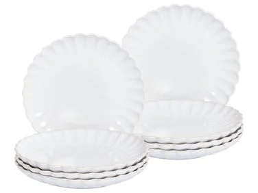Sett med 8 sidetallerkener NETTLE Steintøy Off white v:6674099
