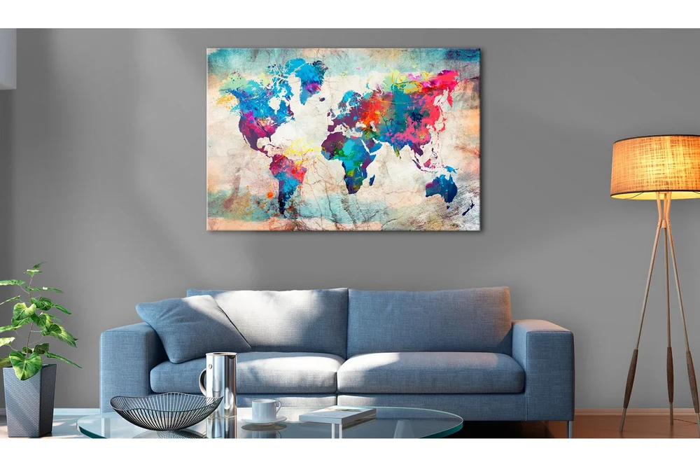 Tavle World Map: Colourful Madness 120X80 v:3083856