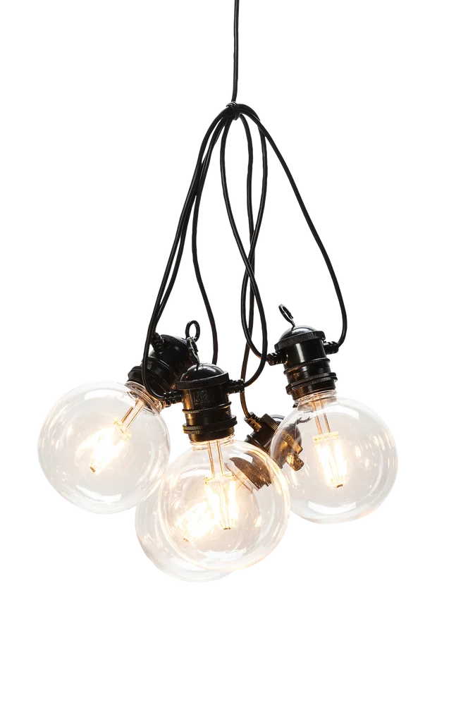Lyssett med 10 utskiftbare LED-pærer, 450 cm – Svart – Belysning | m v:1431364 Lyssett med 10 utskiftbare LED-pærer, 450 cm – Svart – Belysning | m v:1431364