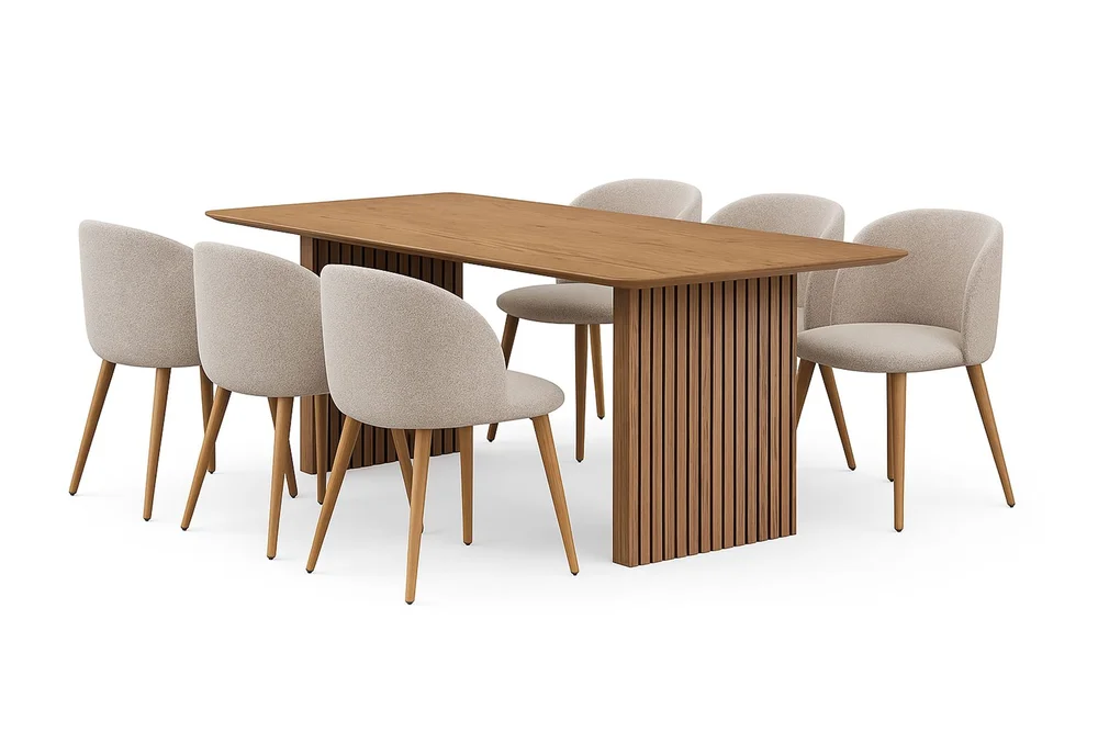 Richeto spisebord 180 cm med 6 Greya spisestoler med armlener v:2231803