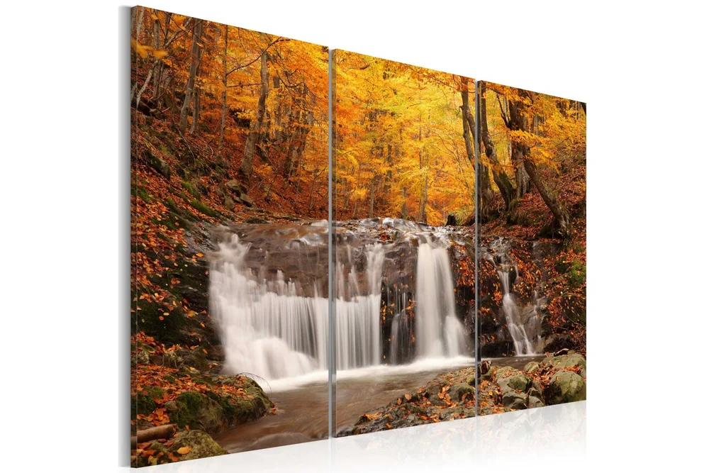 Bilde A Waterfall In The Middle Of Fall Trees 120x80 v:5631865