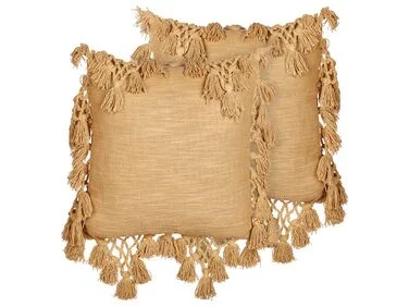 Sett med 2 pynteputer OLEARIA 45 x 45 cm Bomull Beige Ensfarget v:8801334 Sett med 2 pynteputer OLEARIA 45 x 45 cm Bomull Beige Ensfarget v:8801334