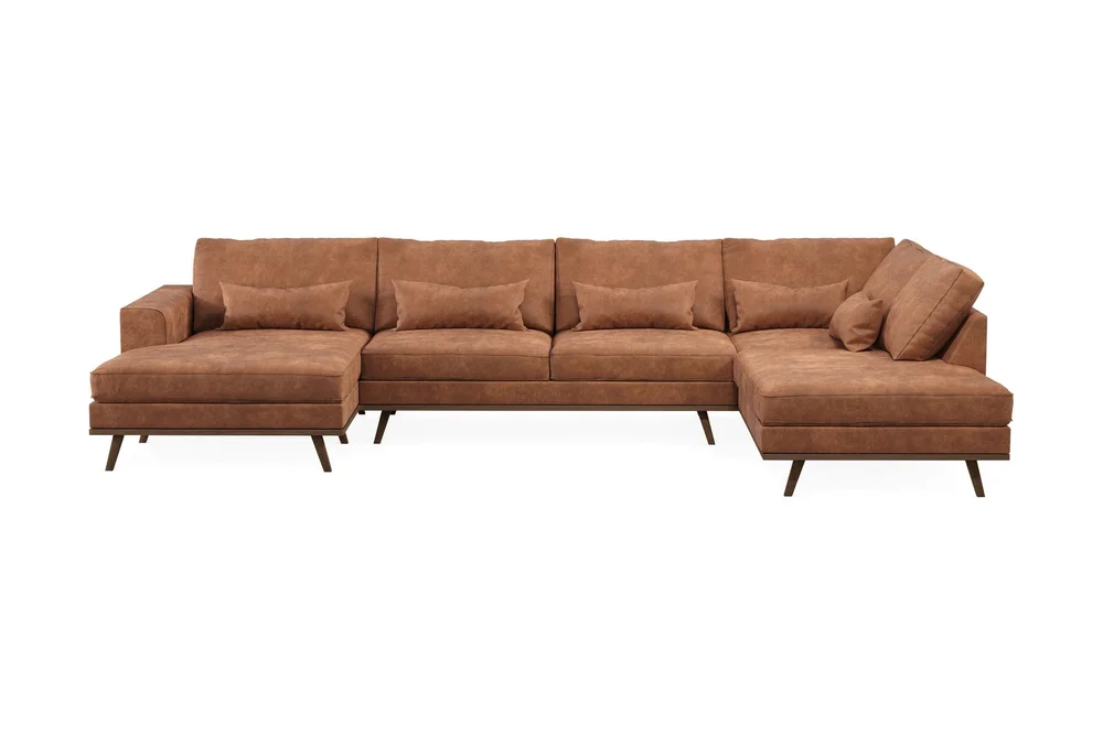 Copenhagen 5-seters Høyrevendt U-formet Sofa med Divan og Sjeselong i Kunstlær v:4367712