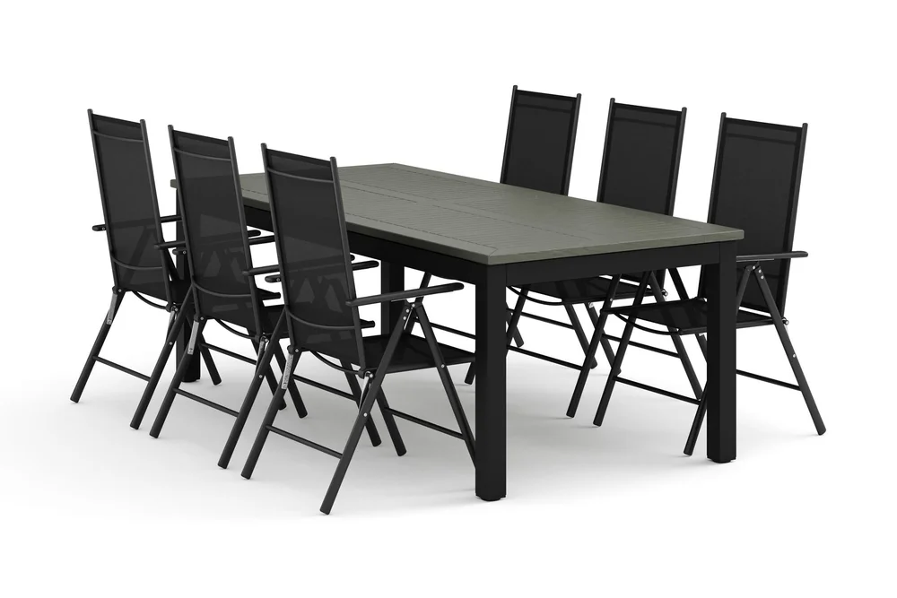 Monaco utendørs spisegruppe, uttrekkbar 210/310x90 med 6 Maggie regulerbare stoler v:8135787