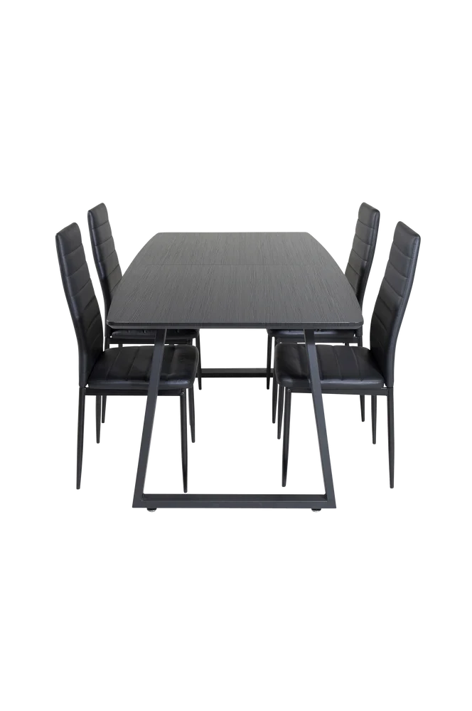 Spisegruppe Irene inkl. 4 spisestoler Sandviken - Svart m v:3885220