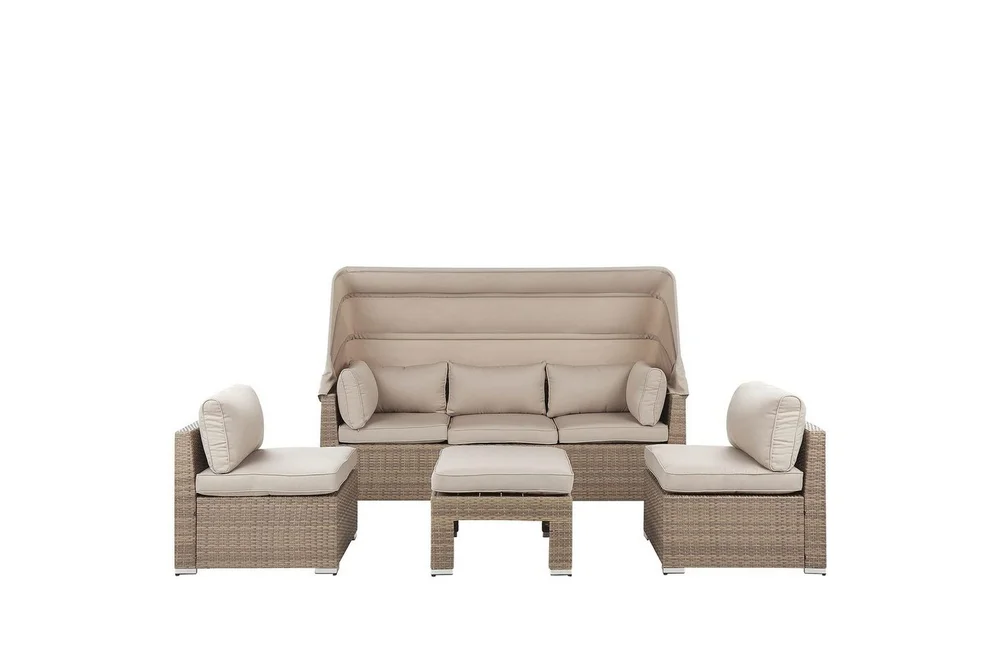 Loungegrupp med bord Beliani Coccolia Beige||Brown v:9378523