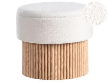 Puff med oppbevaring RICHEY Bouclé Off white v:2605677