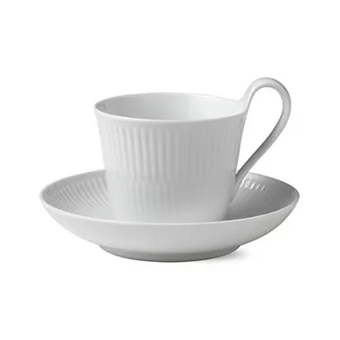 White Fluted kopp med skål v:3007996