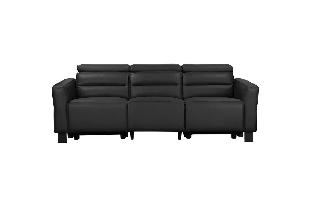 Reclinersofa uten hjørne Loft24 Sofa 3-seter Loft24 Carpari med 2 manuelle oppfellbare fotstøtter Svart Belfast-stoff v:1453537