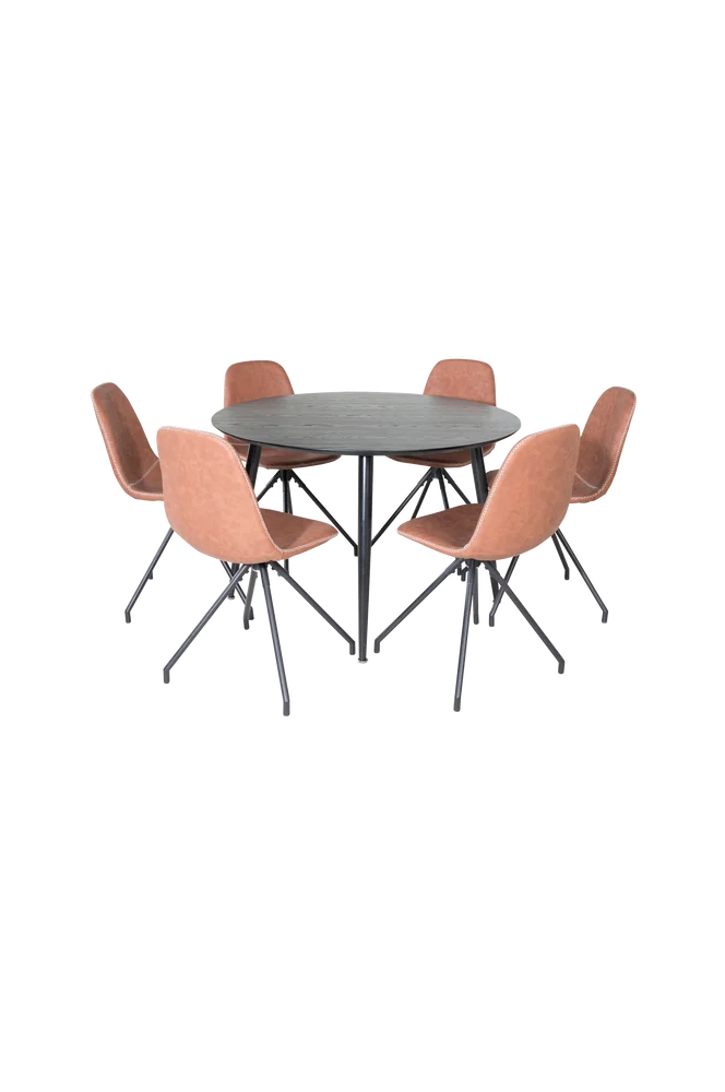 Spisegruppe Dipp med 6 spisestoler Polar – Svart m v:9142204 Spisegruppe Dipp med 6 spisestoler Polar – Svart m v:9142204