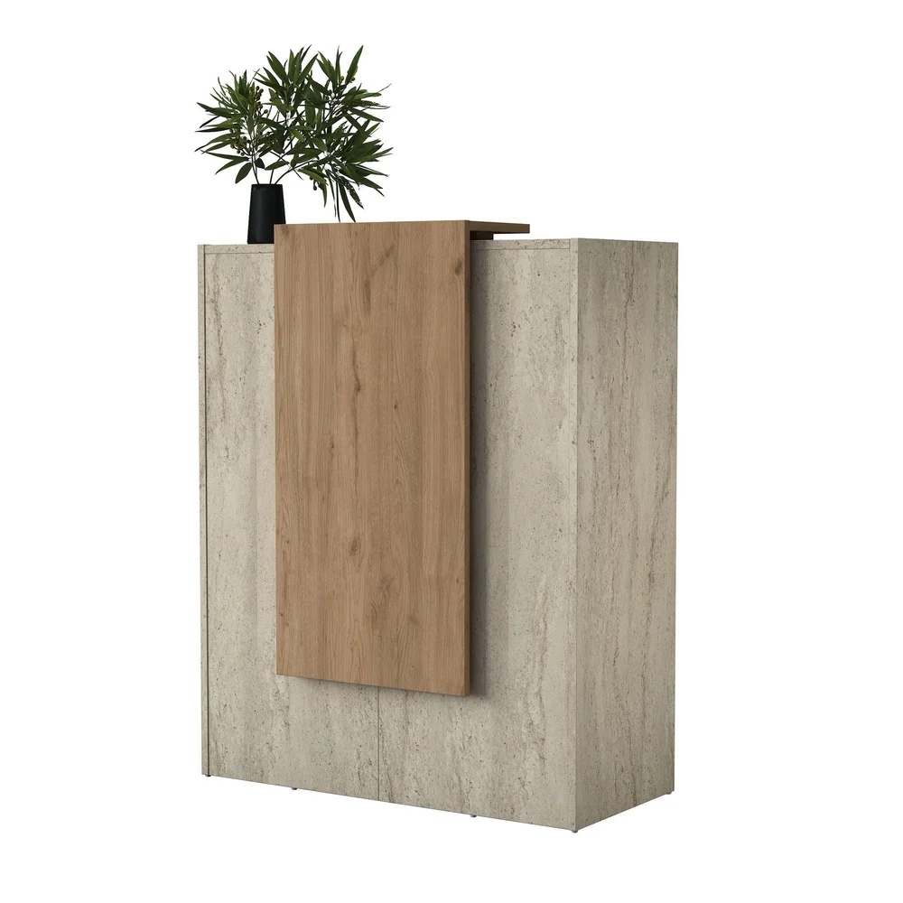 Resepsjonsbord Wallxpert Cleo Shelf (90 x 110 x 40 cm) travertin valnøtt v:6687080