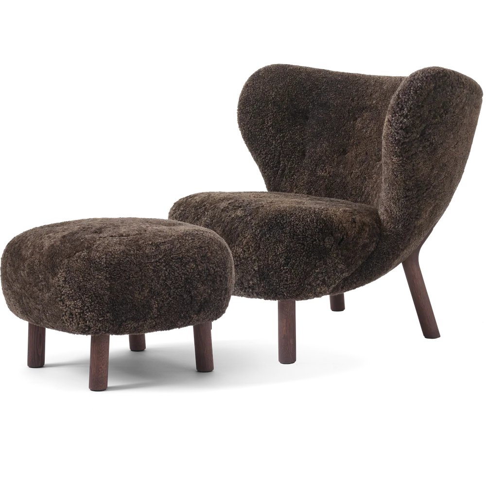 Little Petra VB1 Lounge Chair Set, Sheepskin Espresso / Dark Stained Oak v:7878143