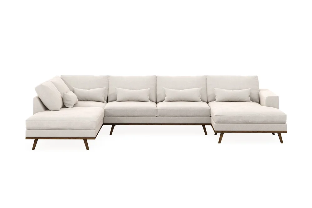 Copenhagen 5-seters Venstrevendt U-formet Sofa med Divan og Sjeselong i Fløyel v:8566057