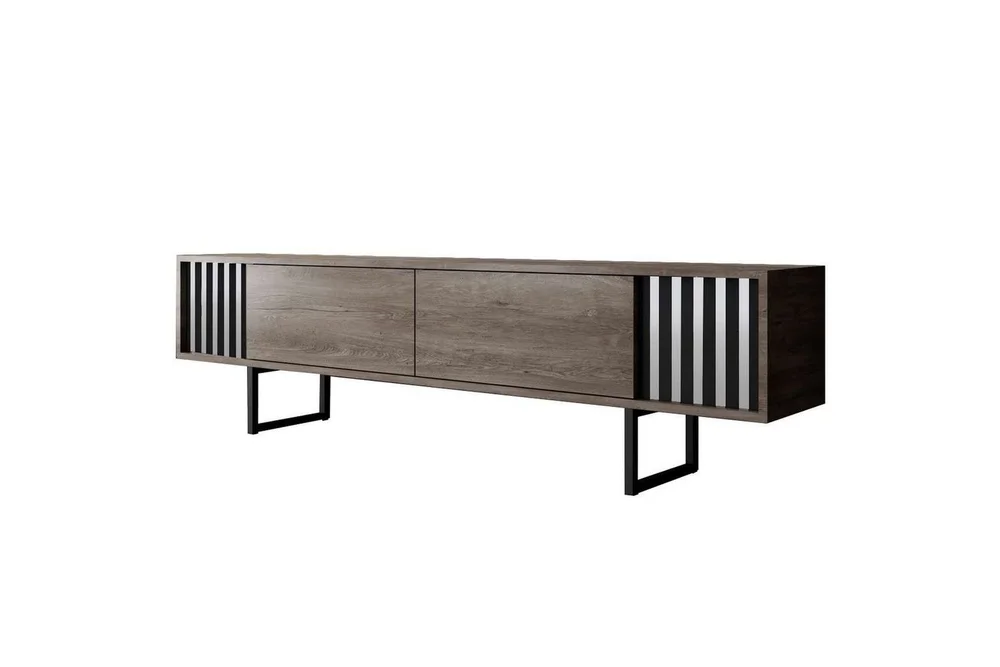TV-bord Krom Linje Valnøtt / Svart v:8437036