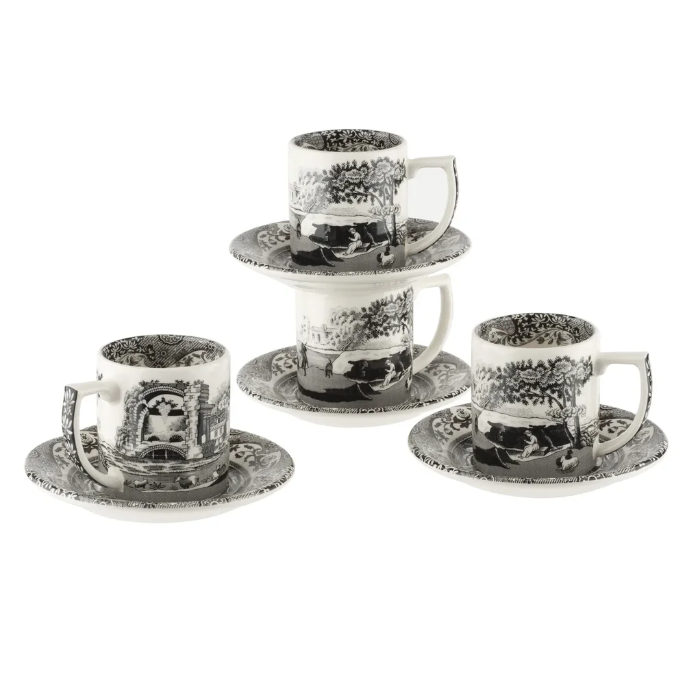 Black Italian espressokopp med fat 4-stk. v:4268096 Black Italian espressokopp med fat 4-stk. v:4268096